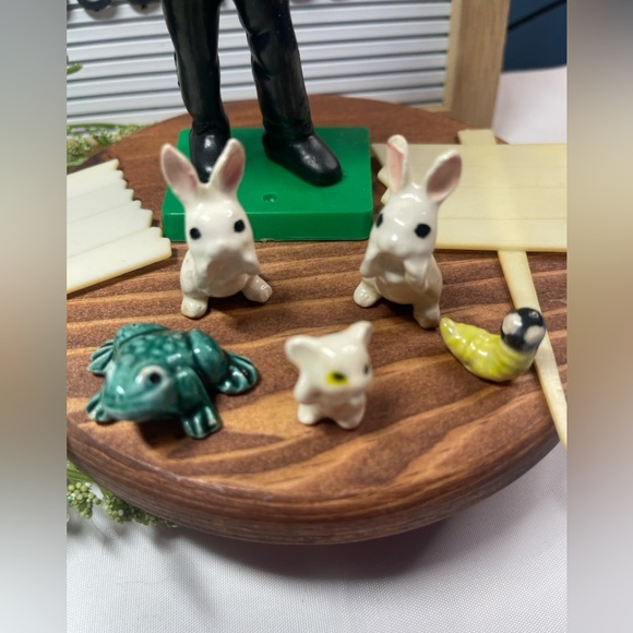 Vintage 1978 Wilton Fisherman Cake Topper Figurine Hong Kong + 1976 Signs - Picture 3 of 5